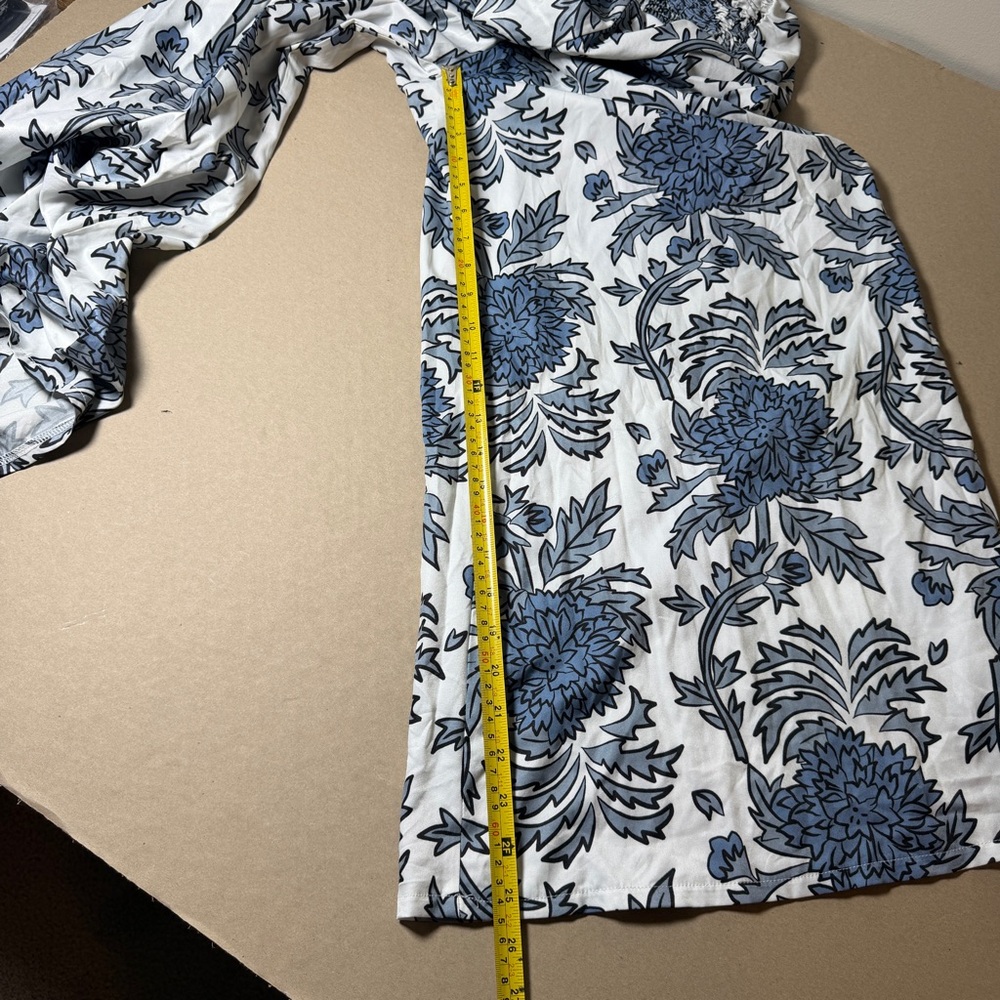 tropical blue and white womens romper size XL pants beach resort wear floral - Picture 7 of 9